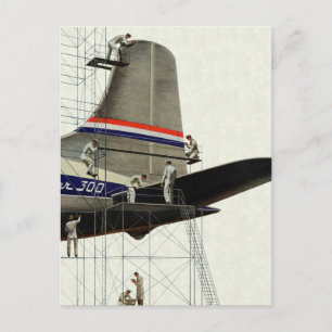 Vintager Transport, Flugzeugwartung Postkarte