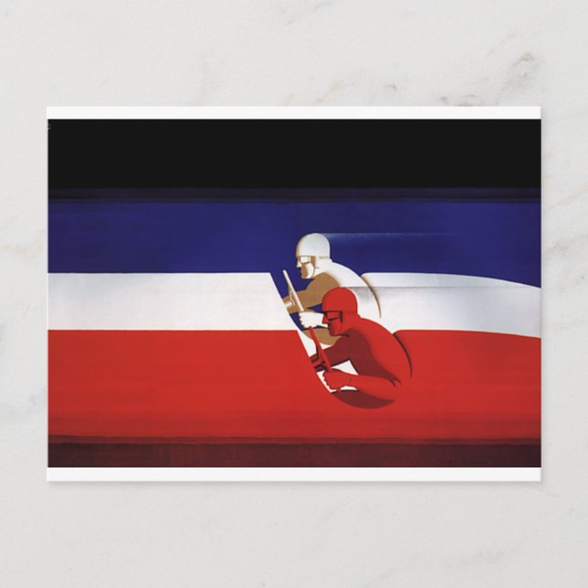 Vintager Transport, Patriotische Rennwagen Postkarte (Vorderseite)