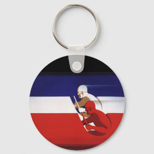 Vintager Transport, Patriotische Rennwagen Schlüsselanhänger