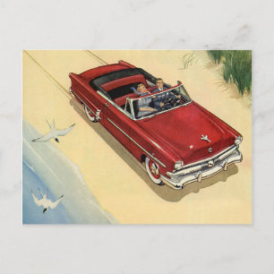 Vintager Transport, roter Cabrio-Strand Postkarte