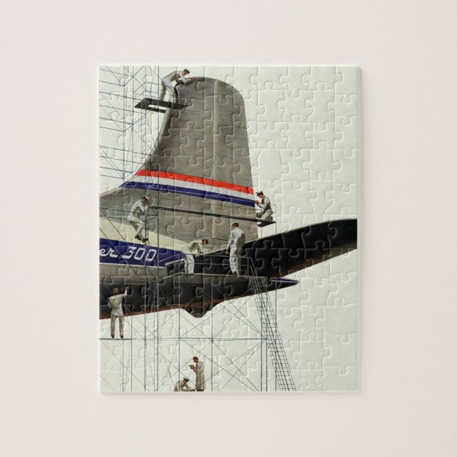 Vintager Transport, Wartung von Flugzeugen Puzzle (Vertikal)
