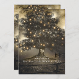 Vintager Tree & Night Lights Hochzeitsempfang Einladung