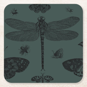 Vintager Trendy Butterfells Fall der Libellenflieg Rechteckiger Pappuntersetzer