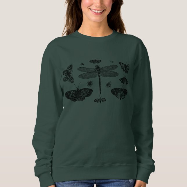 Vintager Trendy Butterflies Dragonfly Bee Summer Sweatshirt (Vorderseite)