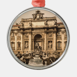 Vintager Trevi-Brunnen, Rom, Lazio, Italien Ornament Aus Metall