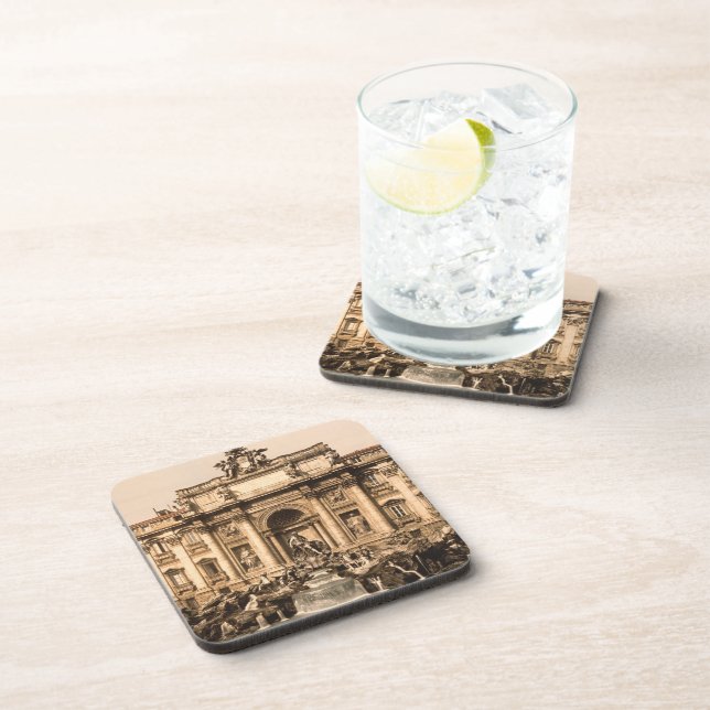 Vintager Trevi-Brunnen, Rom, Lazio, Italien Untersetzer (Rechte Seite)