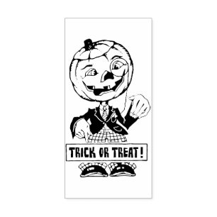 Vintager Trick-oder Leckerei-Kürbis-Mann Gummistempel