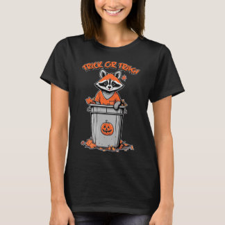 Vintager Trick oder Müll Raccoon Halloween T-Shirt