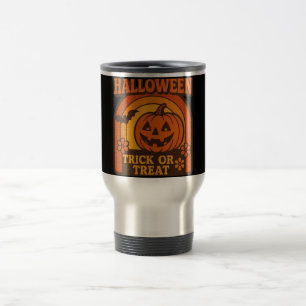 Vintager Trick oder Treat Halloween der 70er Jahre Reisebecher