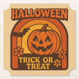 Vintager Trick oder Treat Halloween der 70er Jahre Untersetzer