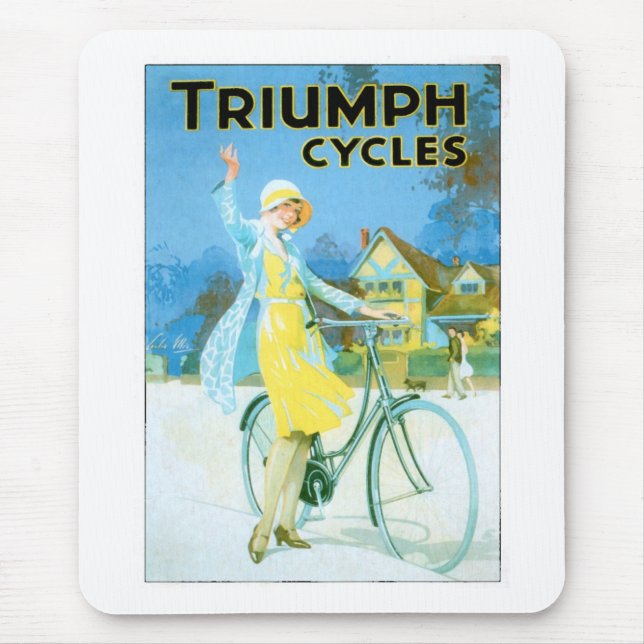 Vintager Triumph Cycles Fahrradposter Mousepad (Vorne)