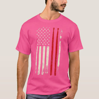 Vintager Trommelsticks Amerikanische Flagge Funny  T-Shirt