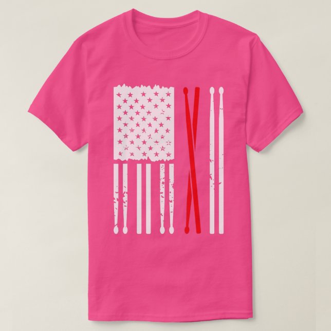 Vintager Trommelsticks Amerikanische Flagge Funny  T-Shirt (Design vorne)