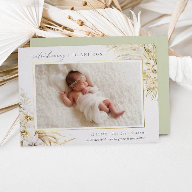 Vintager Tropic Boho Blumenwald Geburtserklärung Folieneinladung (Von Creator hochgeladen)