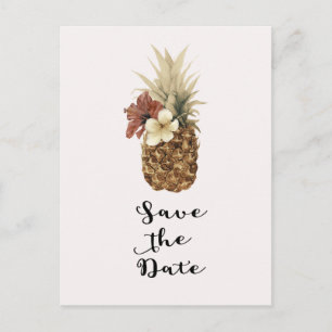Vintager tropischer Ananas-Hibiskus Save the Date Ankündigungspostkarte