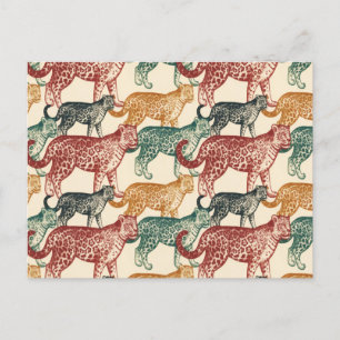 Vintager tropischer Dschungel Wilder Stalking Leop Ankündigungspostkarte