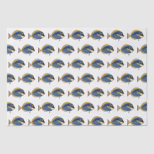Vintager tropischer Fisch, der Blaues Gold Zeichne Seidenpapier