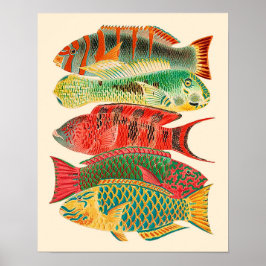 Vintager tropischer Ozeanfisch Poster