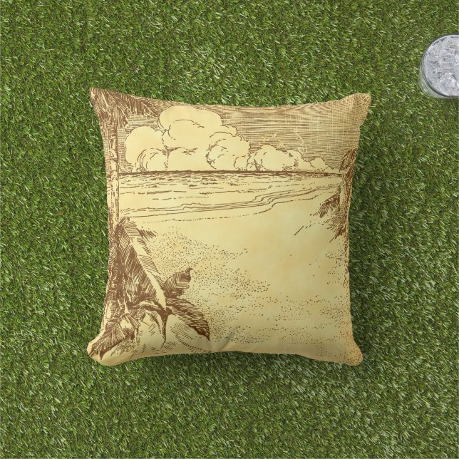 Vintager tropischer Palmenhain Rustikale Braunen Kissen (Golfball-Marker)