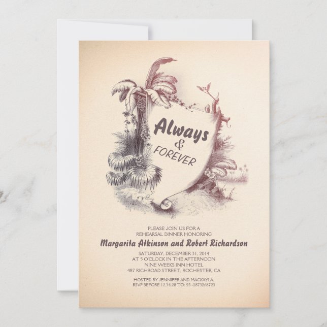 Vintager tropischer Strand | Probe Einladung (Vorderseite)