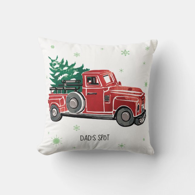 Vintager Truck mit Schneeflocken Kissen (Vorderseite)