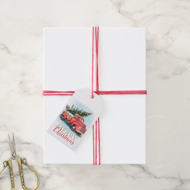 Vintager Truck Weihnachtsbaum Geschenkanhänger (Mit Garn)