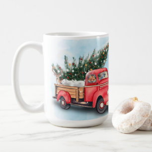 Vintager Truck Weihnachtsbaum Kaffeetasse