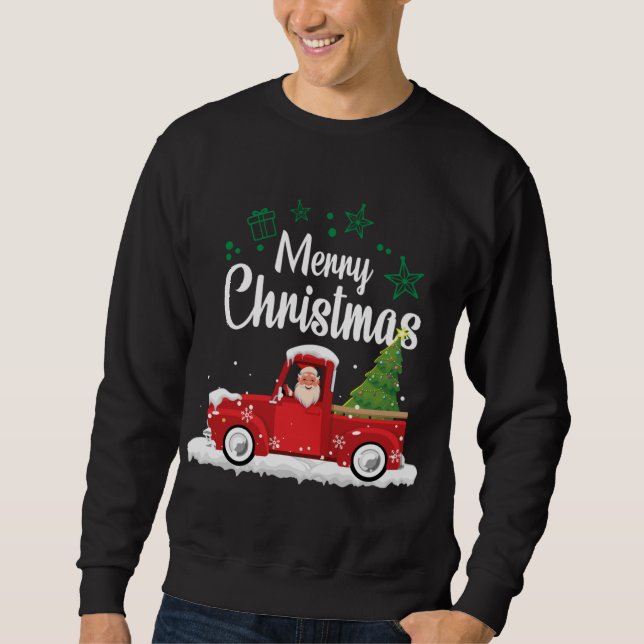 Vintager Truck Weihnachtsbaum Sweatshirt (Vorderseite)