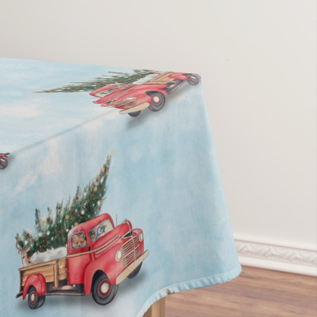 Vintager Truck Weihnachtsbaum Tischdecke (Beispiel)