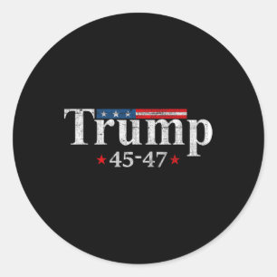 Vintager Trump 2024: USA Flag 45-47 Trump Runder Aufkleber