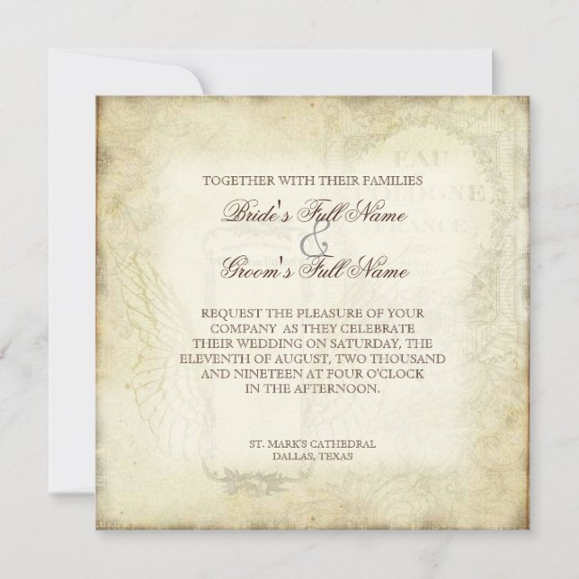 Vintager Tulpe-Engels-Flügel-Strudel-Tee rot Einladung (Vorderseite)