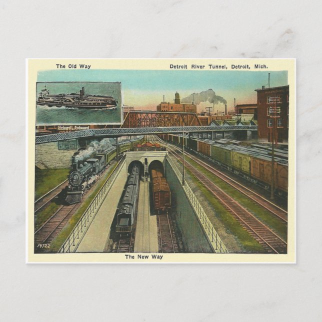 Vintager Tunnel der Detroit Postkarte (Vorderseite)