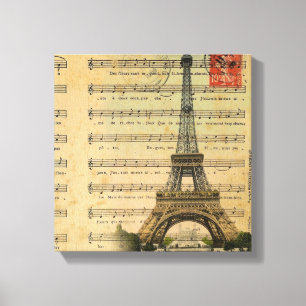 Vintager Turm Musiknotenfranzoseparis Eiffel Leinwanddruck