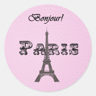 Vintager Turm Paris Bonjour Eiffel Runder Aufkleber