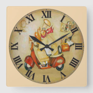 Vintager Typ für die Lieferung von Brot auf Motorr Quadratische Wanduhr