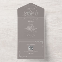 Vintager UAWG QR-Code für rustikales Amethyst All In One Einladung