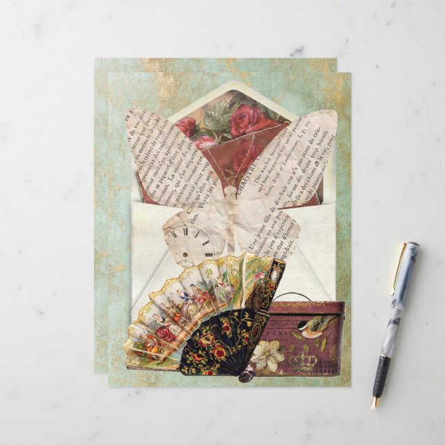 Vintager Umschlag Fan-Hat-Box Schmetterling einfüg (Vorderseite/Rückseite Beispiel)