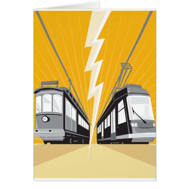 Vintager und moderner Streetcar-Tram-Zug (Vorne)