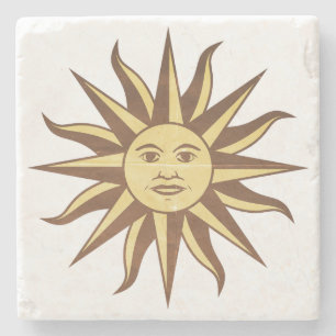 Vintager Untersetzer von Uruguay Sun Stone