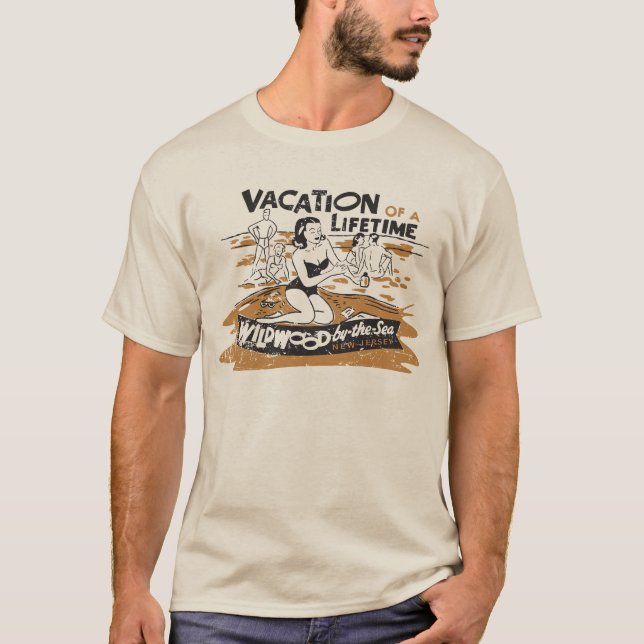 Vintager Urlaub am Wildwood NJ T-Shirt (Vorderseite)