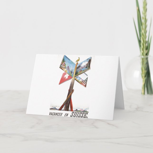 Vintager Urlaub in der Schweiz Feiertagskarte (Vorderseite)