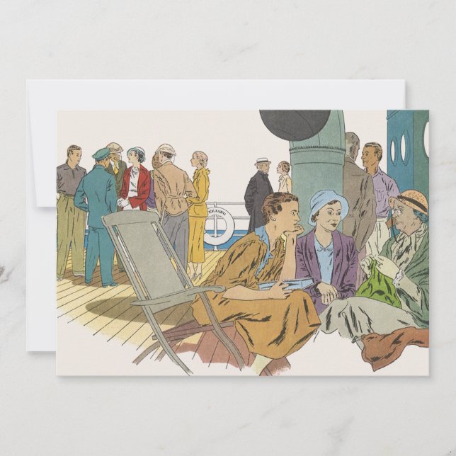 Vintager Urlaub, Kreuzfahrtschiff für Reisende Einladung (Vorderseite)