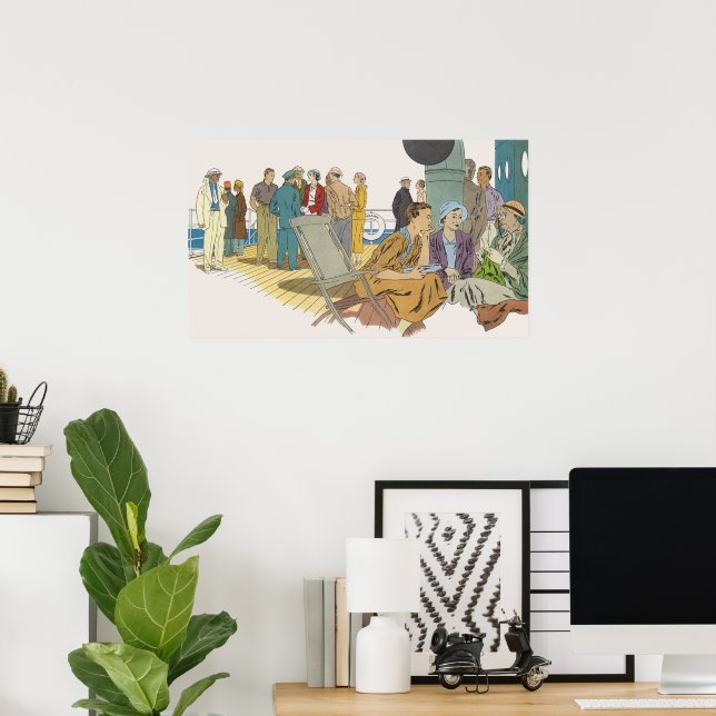 Vintager Urlaub, Kreuzfahrtschiff für Reisende Poster (Heimbüro)