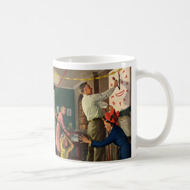 Vintager Urlaub, Mitternacht am Silvesterabend Tasse (Rechts)