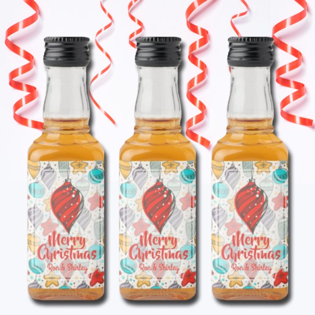 Vintager Urlaub Weihnachtsbaum Ornamente Mini Alkoholflaschenetikett (Von Creator hochgeladen)