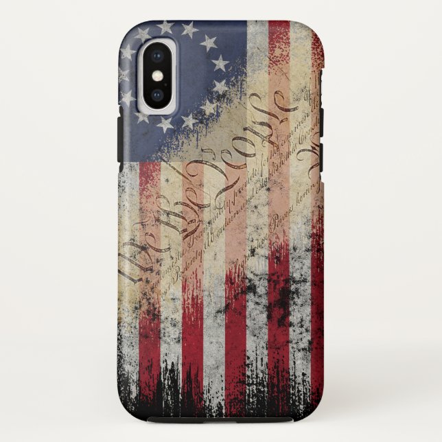Vintager ursprünglicher amerikanische Flagge Case-Mate iPhone Hülle (Rückseite)