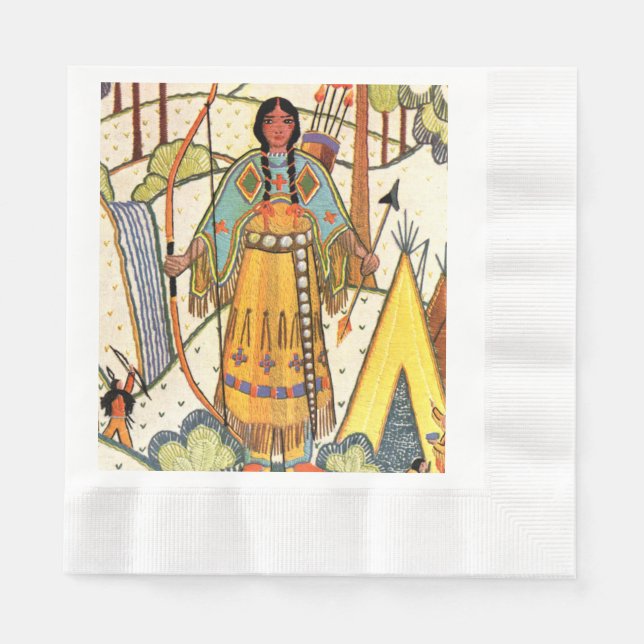 Vintager Urwald der amerikanischen Weibchen Serviette (Vorderseite)