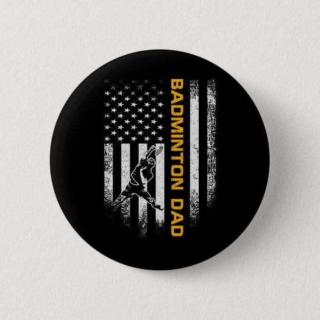 Vintager US-amerikanischer Flag Proud Badminton Va Button (Vorderseite)