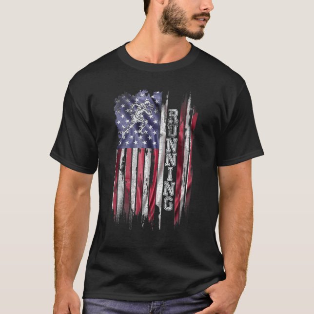 Vintager US-amerikanischer Flag-Runner Si T-Shirt (Vorderseite)
