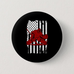 Vintager US-Hockey-Spieler - US-Flagge am 4. Juli Button